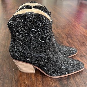Betsey Johnson Diva Black Rhinestone Booties